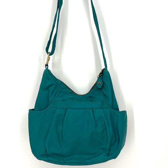 Travelon Nylon Bag Security Block Technology Teal Shoulder Bag Purse - Picture 2 of 12